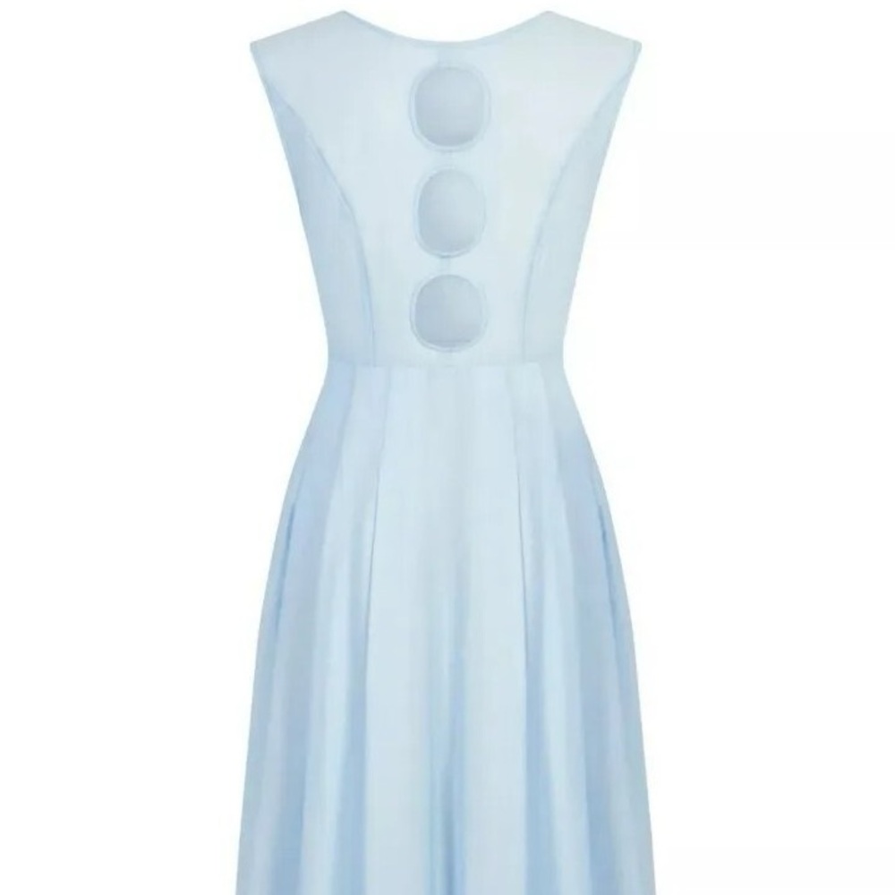 Chic Light Blue Floral Embroidered Midi Dress - Picture 5 of 15